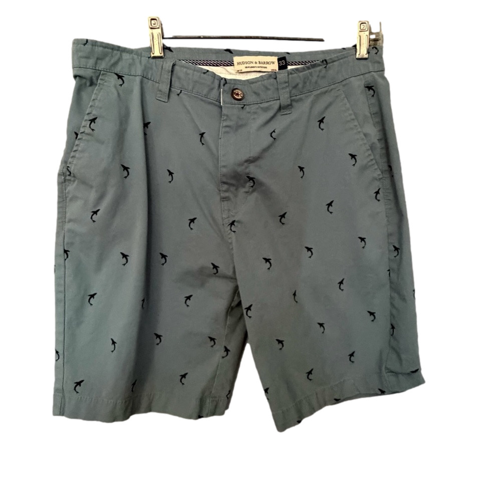 Hudson & Barrow NYC Men’s Chino Shorts Blue Whale Print 33